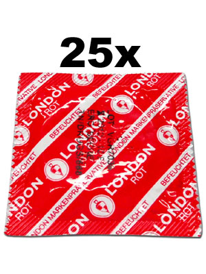 25 x London Condoms - Red with strawberry flavor